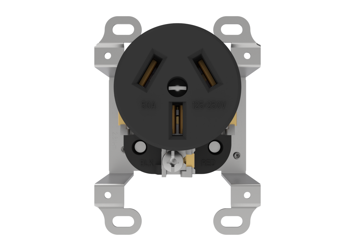 3 Pole 3 Wire Non-Grounding Flush Receptacle Center Receptacle 50A 125/250V 10-50R