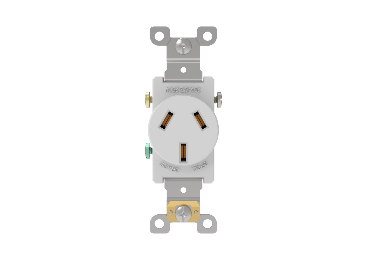 Single Receptacle Rated 20A 125V/250V 10-20R White