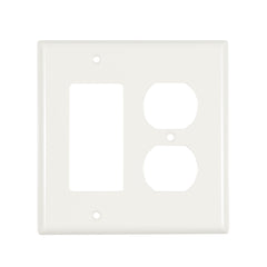 2-Gang 1 Receptacle & 1 Decorator Wall Plate Polycarbonate PC