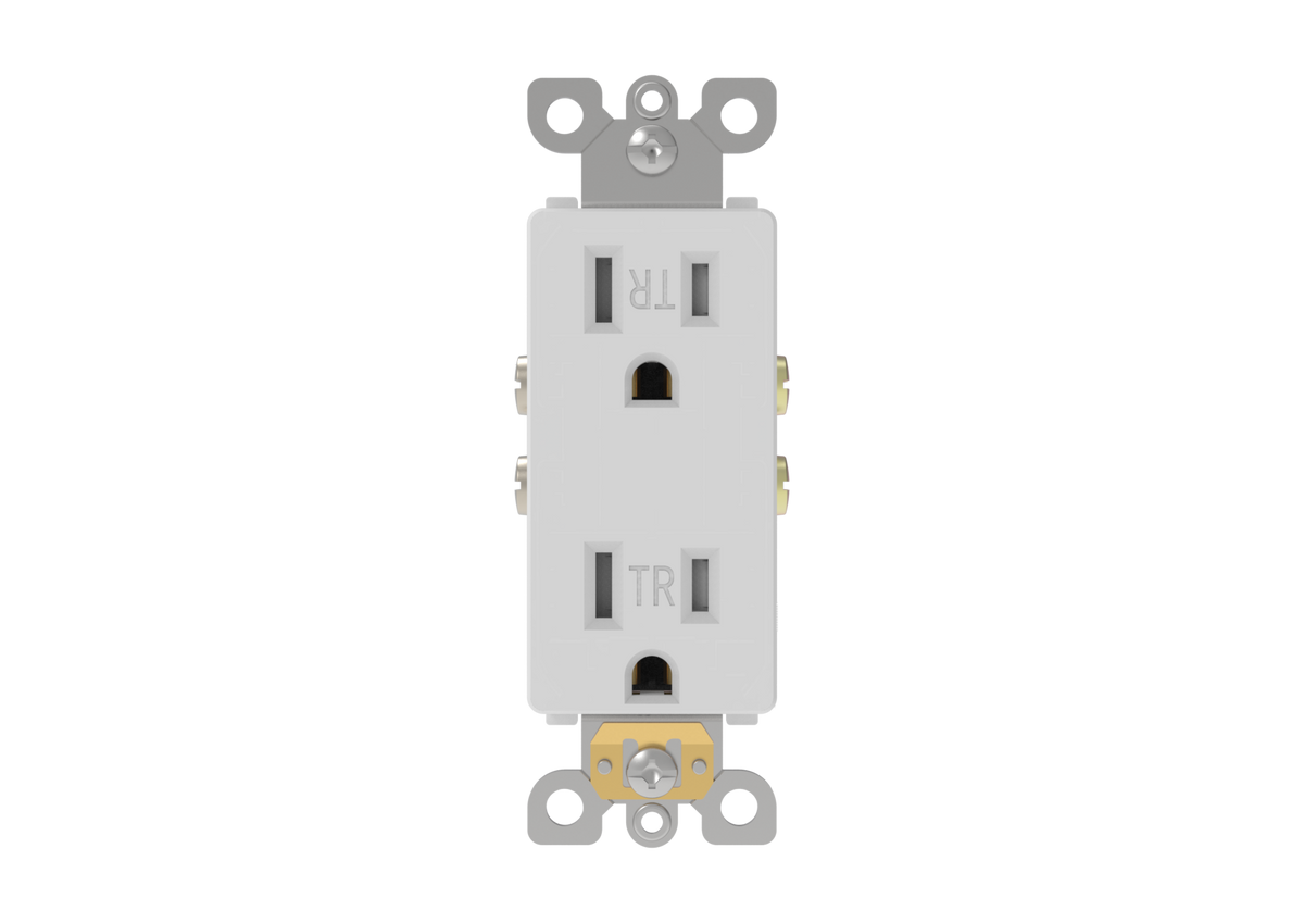 Decorator Duplex Receptacle Rated 15A-125V Tamper Resistant