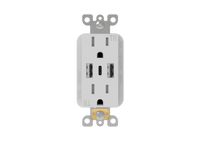 15 Amp Tamper-Resistant 3-Port USB Receptacle USB A & C & A