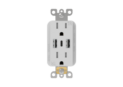 15 Amp Tamper-Resistant 3-Port USB Receptacle USB A & C & A