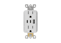 15 Amp Tamper-Resistant 3-Port USB Receptacle USB A & C & C