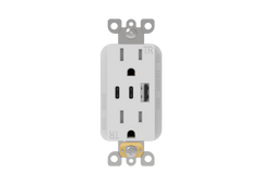 15 Amp Tamper-Resistant 3-Port USB Receptacle USB A & C & C